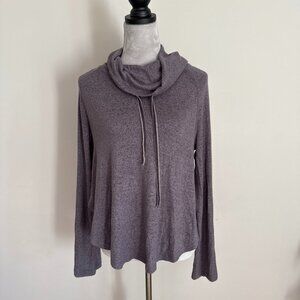 Gillian & O'Malley Womens Lavender Long Sleeve Cowl Neck Hoodie Slouchy Sz S